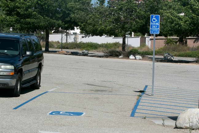 Two parking spaces for disable persons in the south lot.